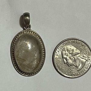 925 Natural Golden Hair Rutilated Quartz gemstone pendant